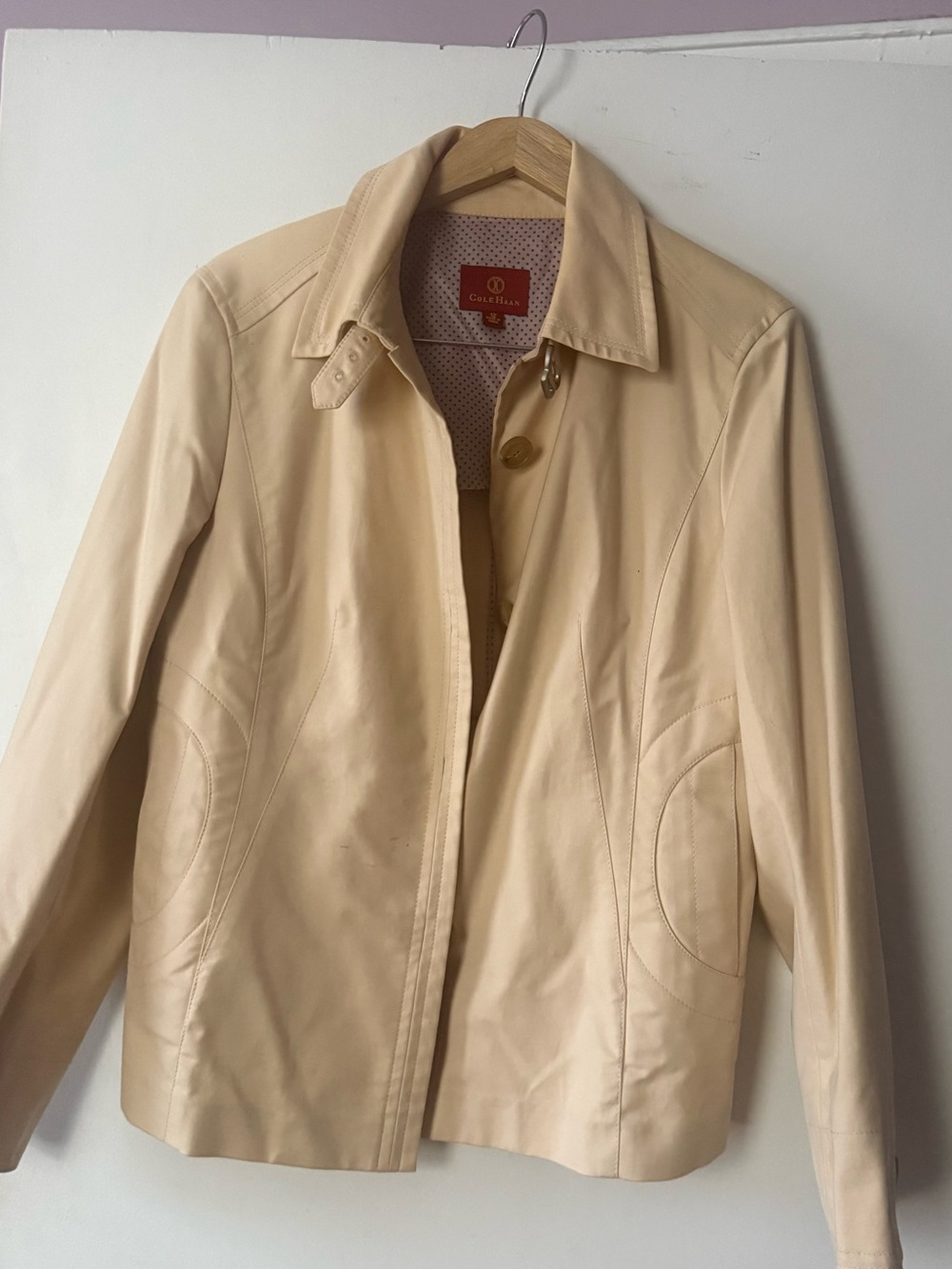 Cole Haan Light Cream Leather Jacket